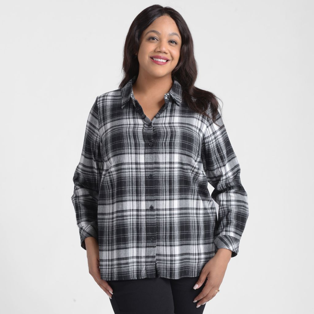 Christopher & Banks Pleat Back Plaid Button Up