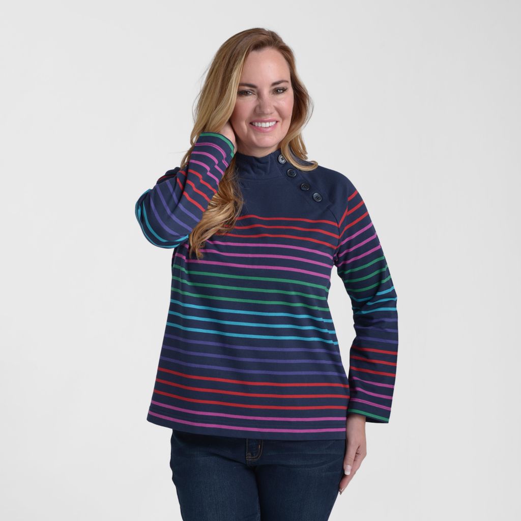 Christopher & Banks Multi Color Button Detail Sweatshirt
