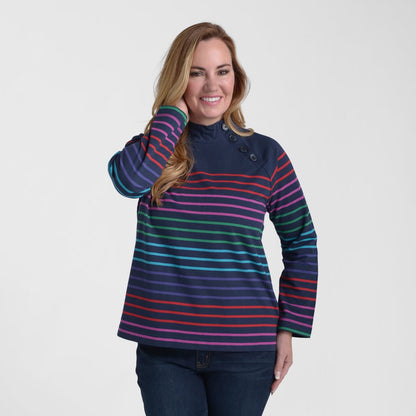 Christopher & Banks Multi Color Button Detail Sweatshirt