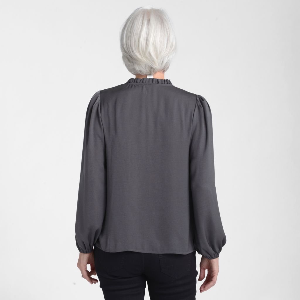 Christopher & Banks Shirred Hammered Satin Blouse