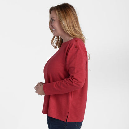 Christopher & Banks Button Shoulder Long Sleeve Tee