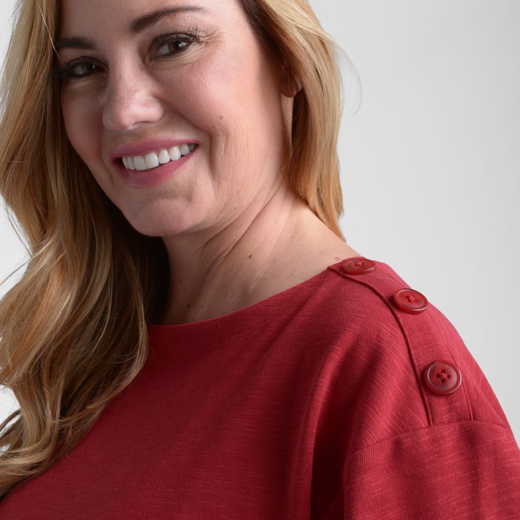 Christopher & Banks Button Shoulder Long Sleeve Tee