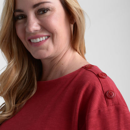 Christopher & Banks Button Shoulder Long Sleeve Tee