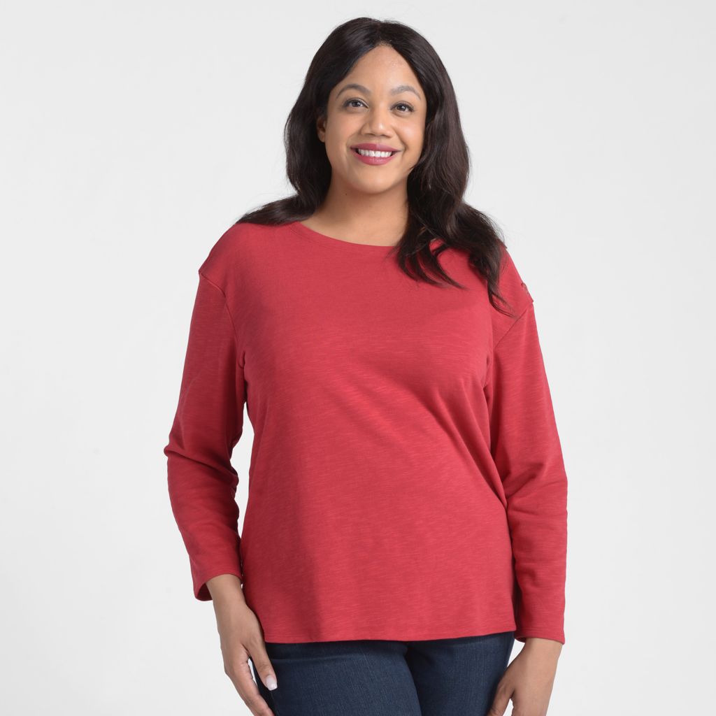 Christopher & Banks Button Shoulder Long Sleeve Tee