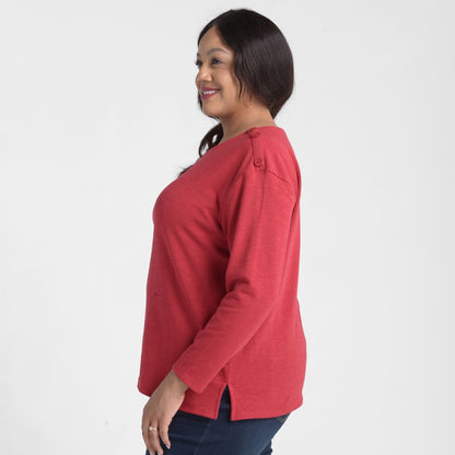 Christopher & Banks Button Shoulder Long Sleeve Tee