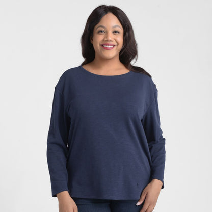 Christopher & Banks Button Shoulder Long Sleeve Tee