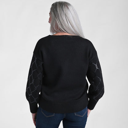 Christopher & Banks Allover Sequin Patterned Boatneck Sweater