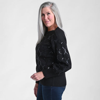 Christopher & Banks Allover Sequin Patterned Boatneck Sweater