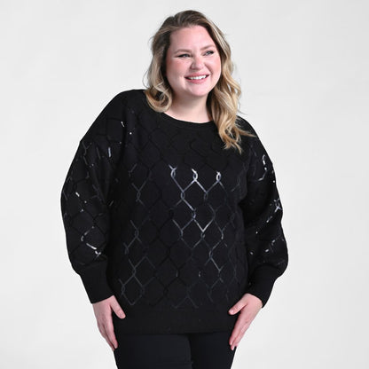 Christopher & Banks Allover Sequin Patterned Boatneck Sweater