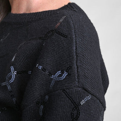 Christopher & Banks Allover Sequin Patterned Boatneck Sweater