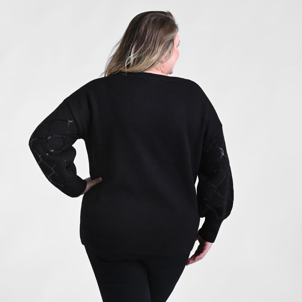 Christopher & Banks Allover Sequin Patterned Boatneck Sweater