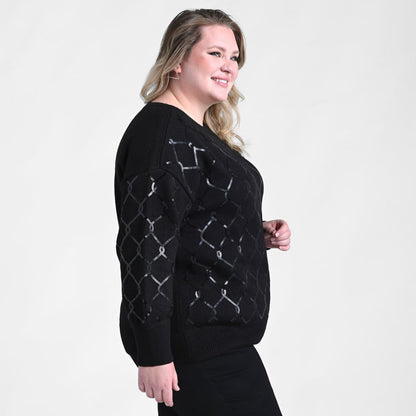 Christopher & Banks Allover Sequin Patterned Boatneck Sweater