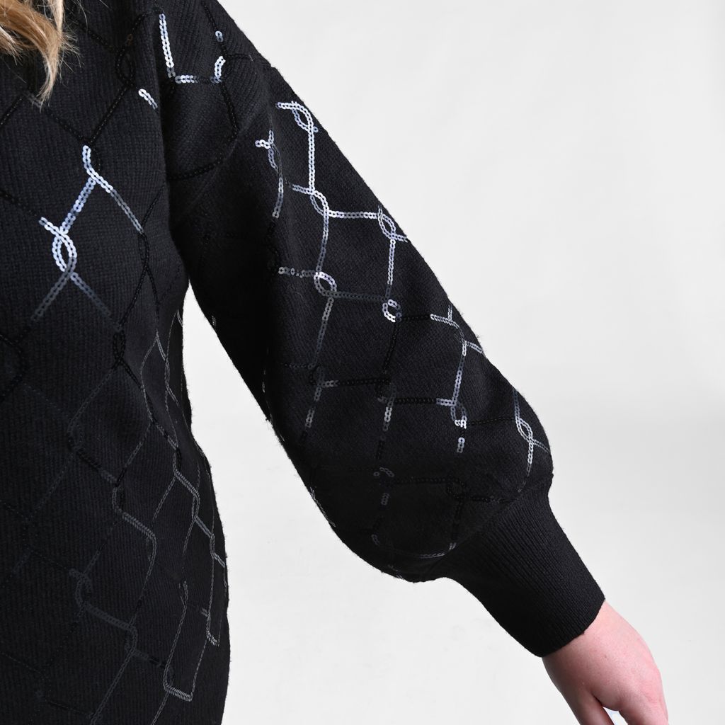 Christopher & Banks Allover Sequin Patterned Boatneck Sweater