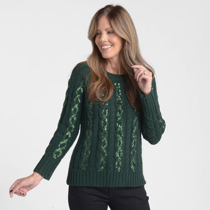 Christopher & Banks Sequin Cable Knit Sweater