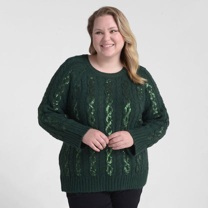 Christopher & Banks Sequin Cable Knit Sweater