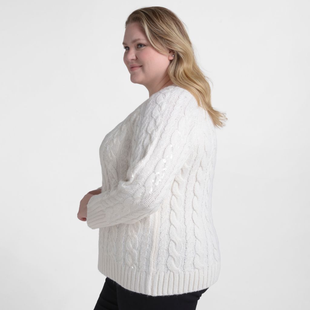 Christopher & Banks Sequin Cable Knit Sweater