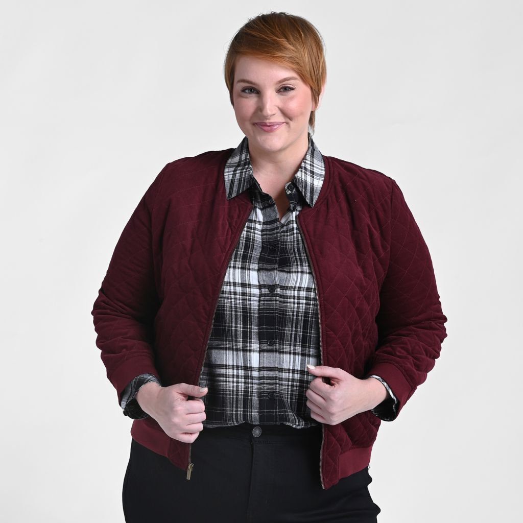 Christopher & Banks Diamond Quilted Bomber Jacket