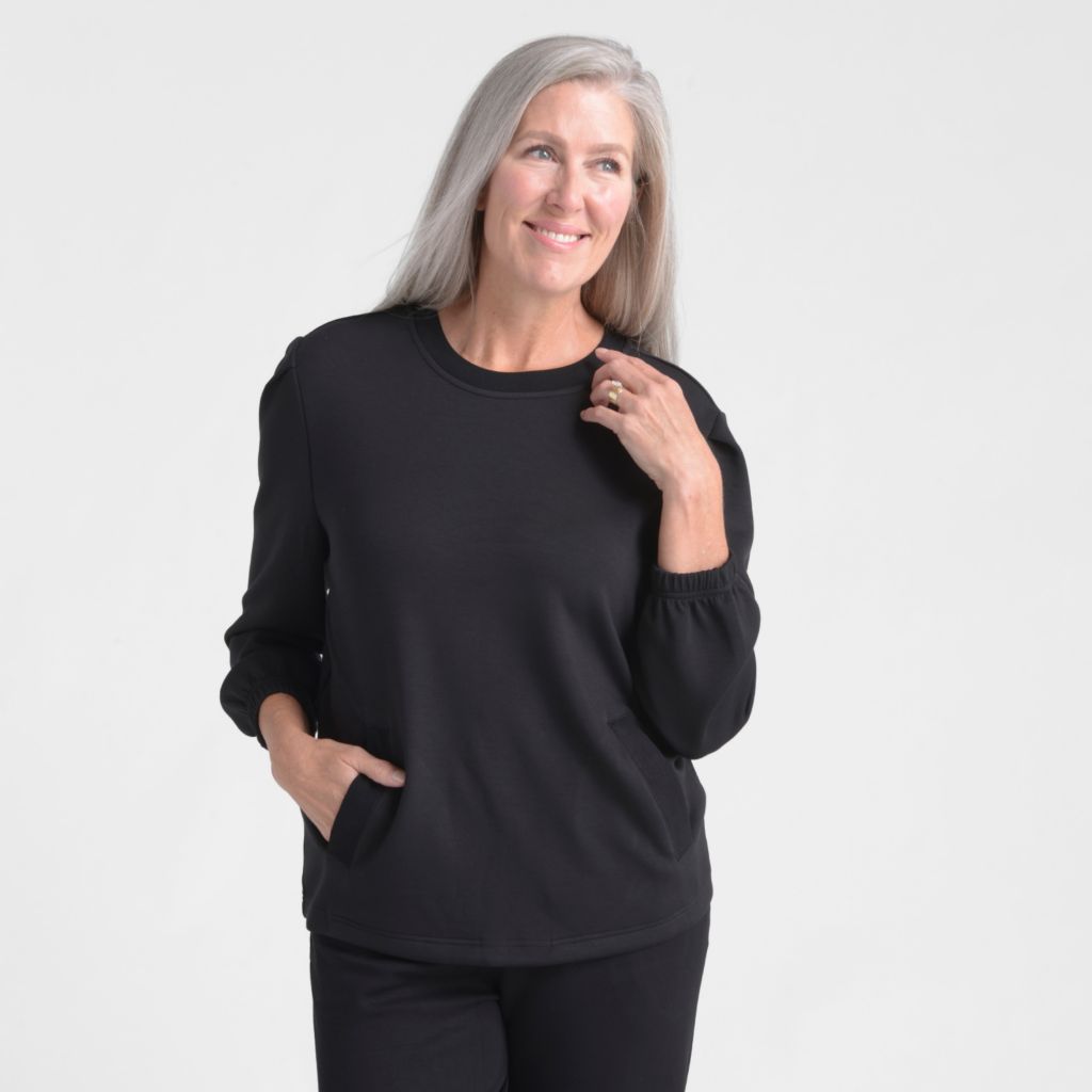 Christopher & Banks Relaxed Restyled Brushed Crew Neck Top