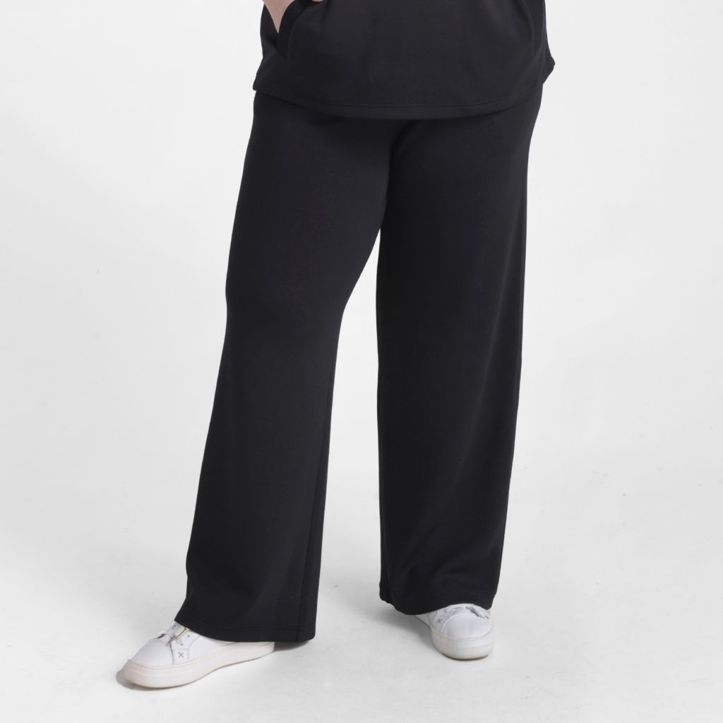 Christopher & Banks Relaxed Restyled Brushed Wide Leg Pull On Pant