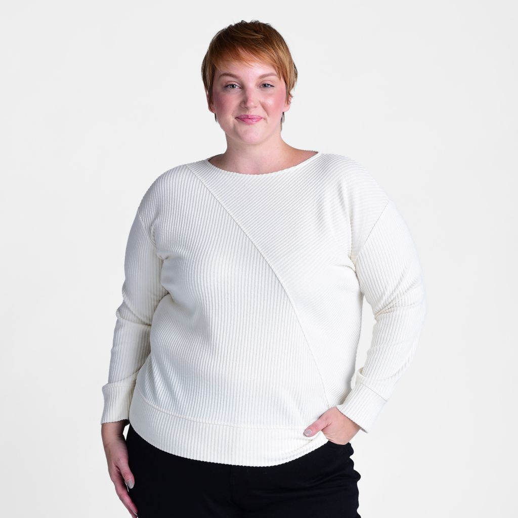 Christopher & Banks Relaxed Restyled Asymmetrical Rib Knit Top