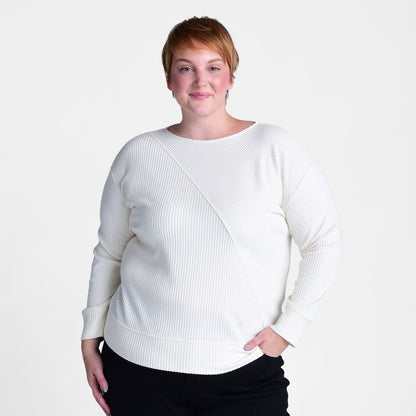 Christopher & Banks Relaxed Restyled Asymmetrical Rib Knit Top