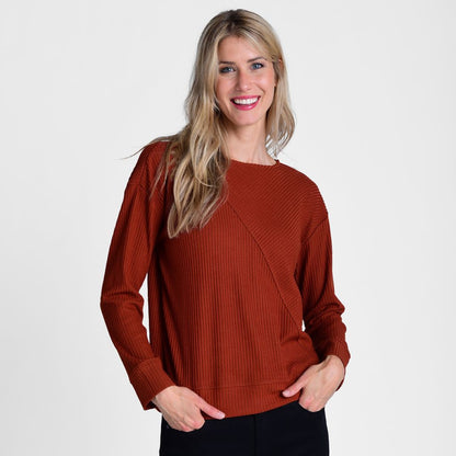 Christopher & Banks Relaxed Restyled Asymmetrical Rib Knit Top