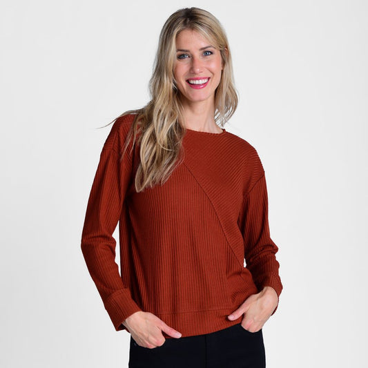 Christopher & Banks Relaxed Restyled Asymmetrical Rib Knit Top