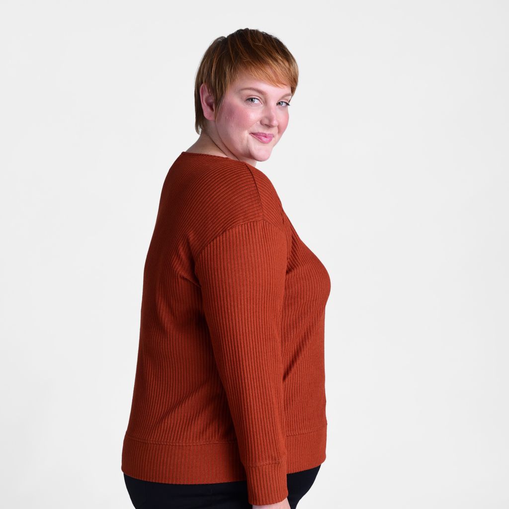 Christopher & Banks Relaxed Restyled Asymmetrical Rib Knit Top