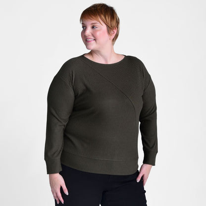 Christopher & Banks Relaxed Restyled Asymmetrical Rib Knit Top