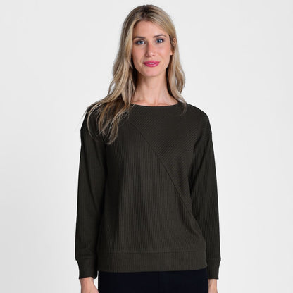 Christopher & Banks Relaxed Restyled Asymmetrical Rib Knit Top