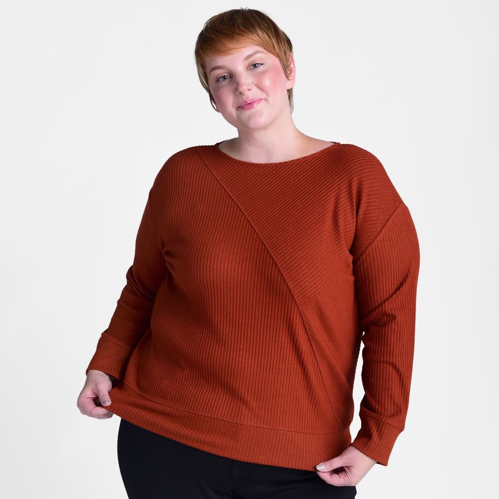 Christopher & Banks Relaxed Restyled Asymmetrical Rib Knit Top