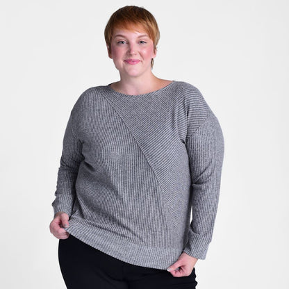 Christopher & Banks Relaxed Restyled Asymmetrical Rib Knit Top