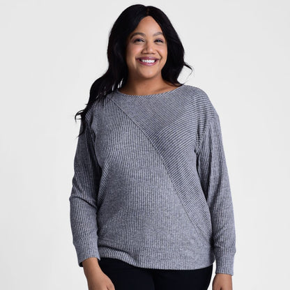 Christopher & Banks Relaxed Restyled Asymmetrical Rib Knit Top