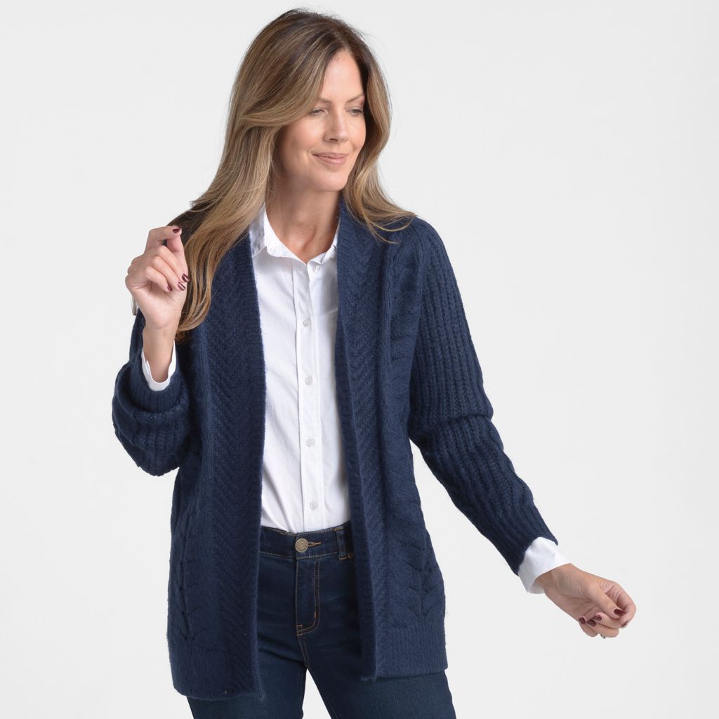 Christopher & Banks Cable Stitch Open Front Cardigan