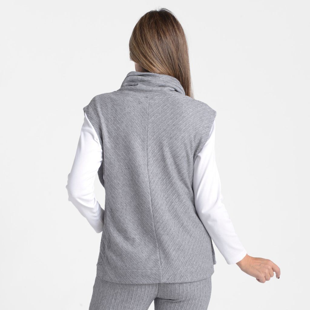 Christopher & Banks Relaxed Restyled Rib Knit Cowl Neck Sleeveless Top