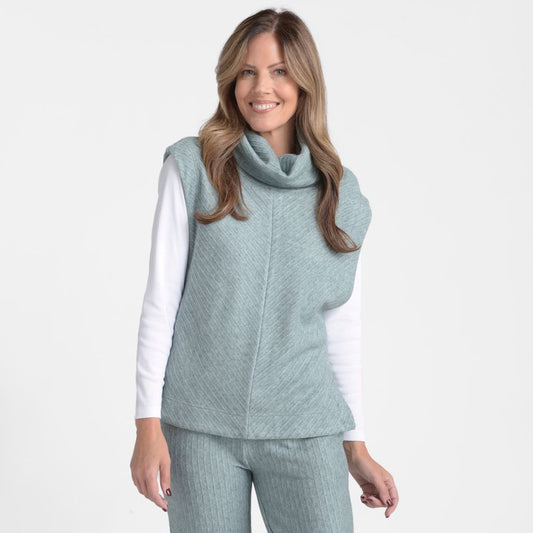 Christopher & Banks Relaxed Restyled Rib Knit Cowl Neck Sleeveless Top