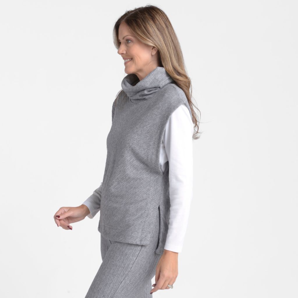 Christopher & Banks Relaxed Restyled Rib Knit Cowl Neck Sleeveless Top