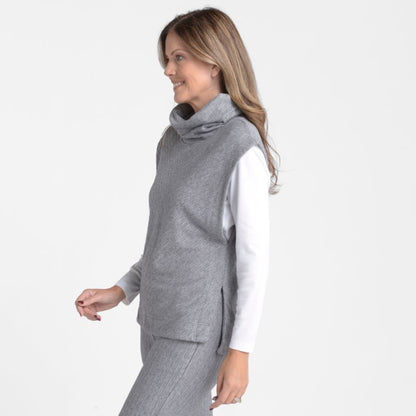 Christopher & Banks Relaxed Restyled Rib Knit Cowl Neck Sleeveless Top