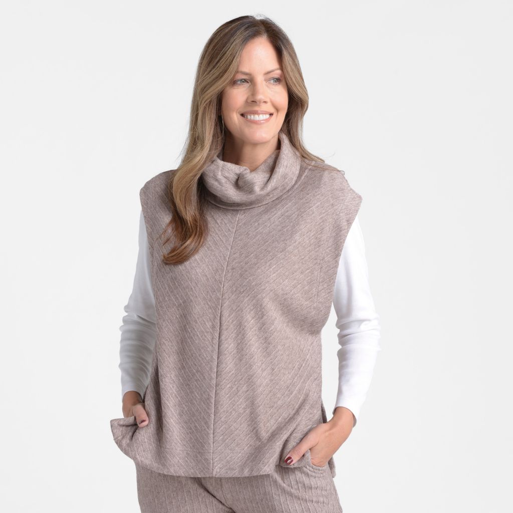 Christopher & Banks Relaxed Restyled Rib Knit Cowl Neck Sleeveless Top