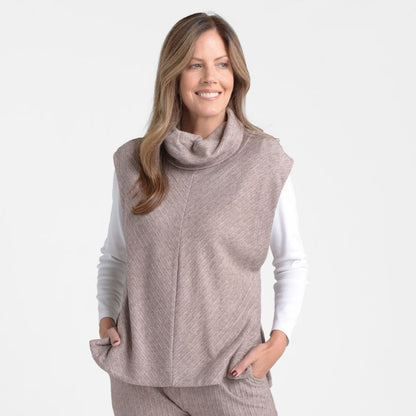 Christopher & Banks Relaxed Restyled Rib Knit Cowl Neck Sleeveless Top