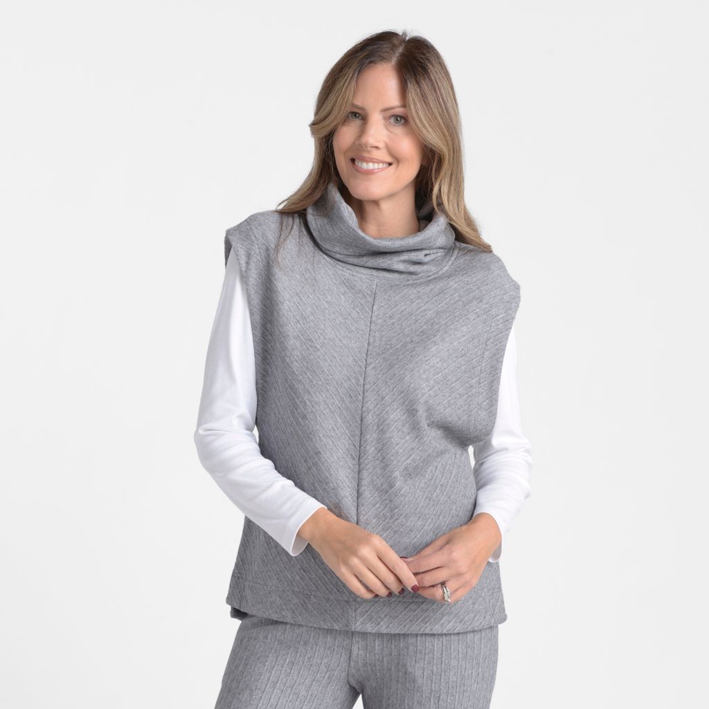 Christopher & Banks Relaxed Restyled Rib Knit Cowl Neck Sleeveless Top