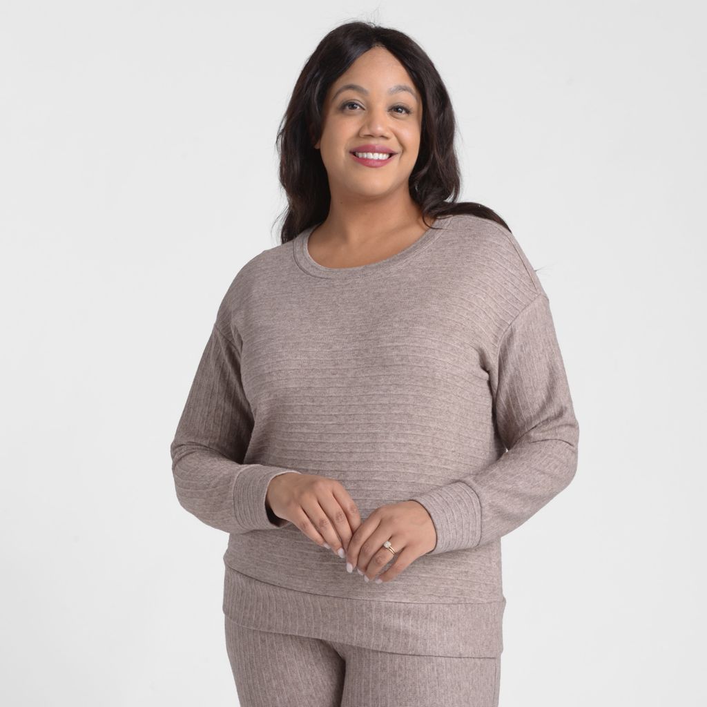 Christopher & Banks Relaxed Restyled Heathered Rib Knit Top