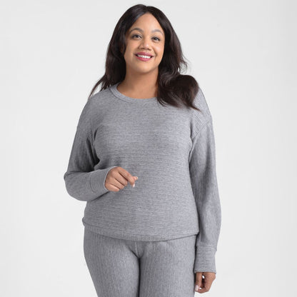 Christopher & Banks Relaxed Restyled Heathered Rib Knit Top