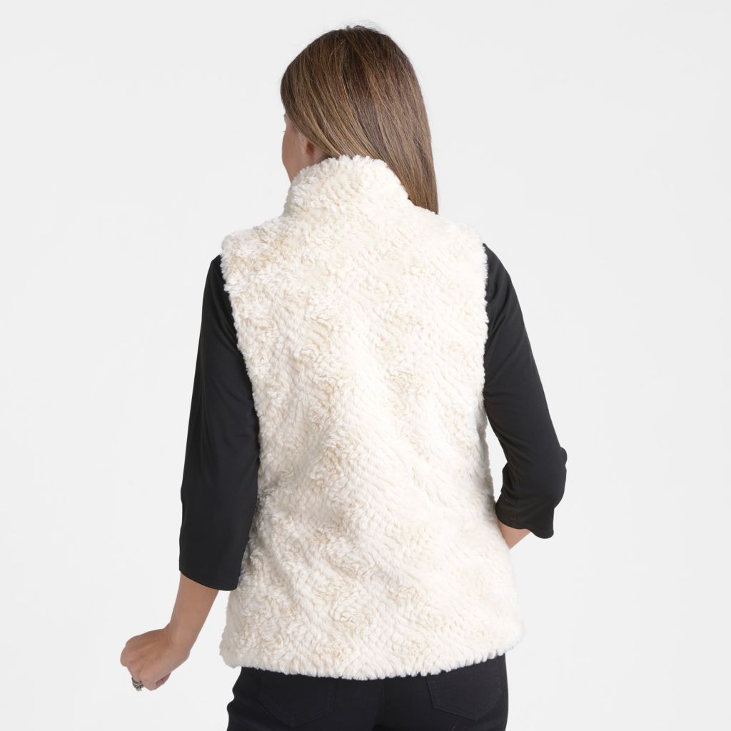 Christopher & Banks Reversible Fuzzy Zip Front Vest
