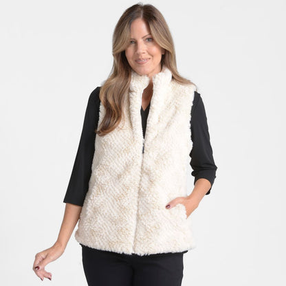 Christopher & Banks Reversible Fuzzy Zip Front Vest