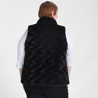 Christopher & Banks Reversible Fuzzy Zip Front Vest