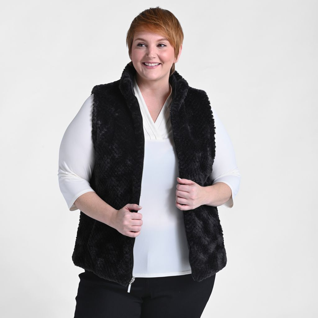 Christopher & Banks Reversible Fuzzy Zip Front Vest