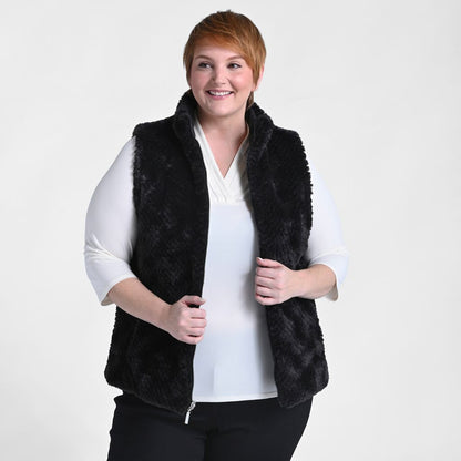 Christopher & Banks Reversible Fuzzy Zip Front Vest