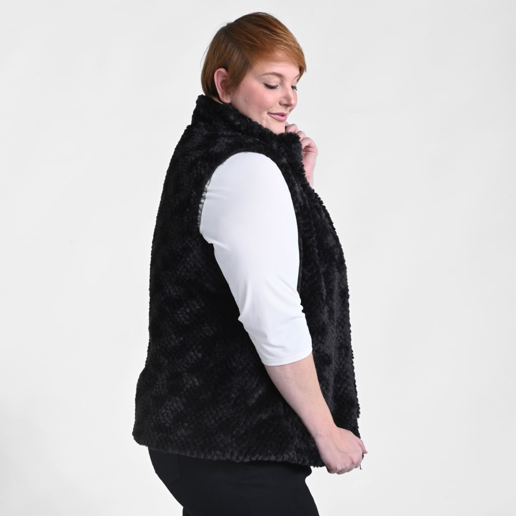 Christopher & Banks Reversible Fuzzy Zip Front Vest