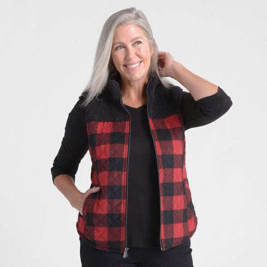 Christopher & Banks Multi Fabric Quilted Vest